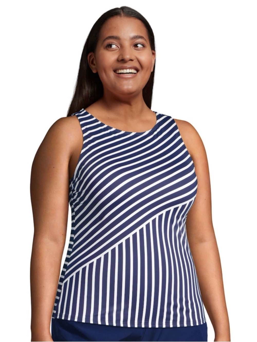 Lands' End Women’s Plus Swimsuit Bathing Suit Tankini High Neck Swim Top 26W